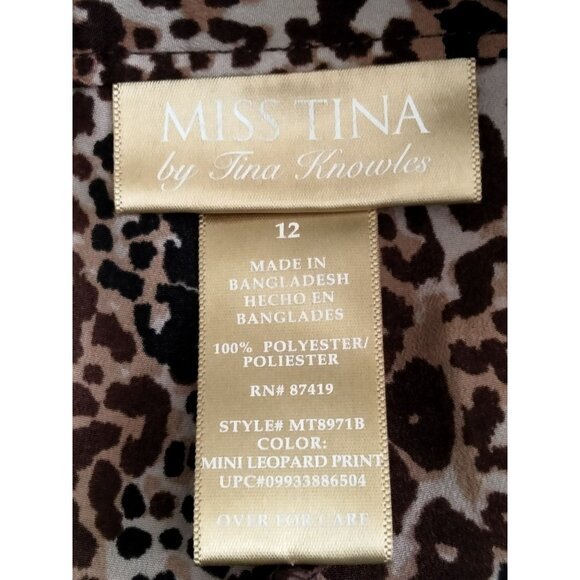 Miss Tina By Tina Knowles Leopard Print High-Waist Shorts Button Pockets Size 12 - Picture 7 of 7